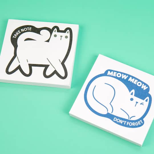 3.25" Meow Meow Don't Forget Cat-Shaped Sticky Notes
